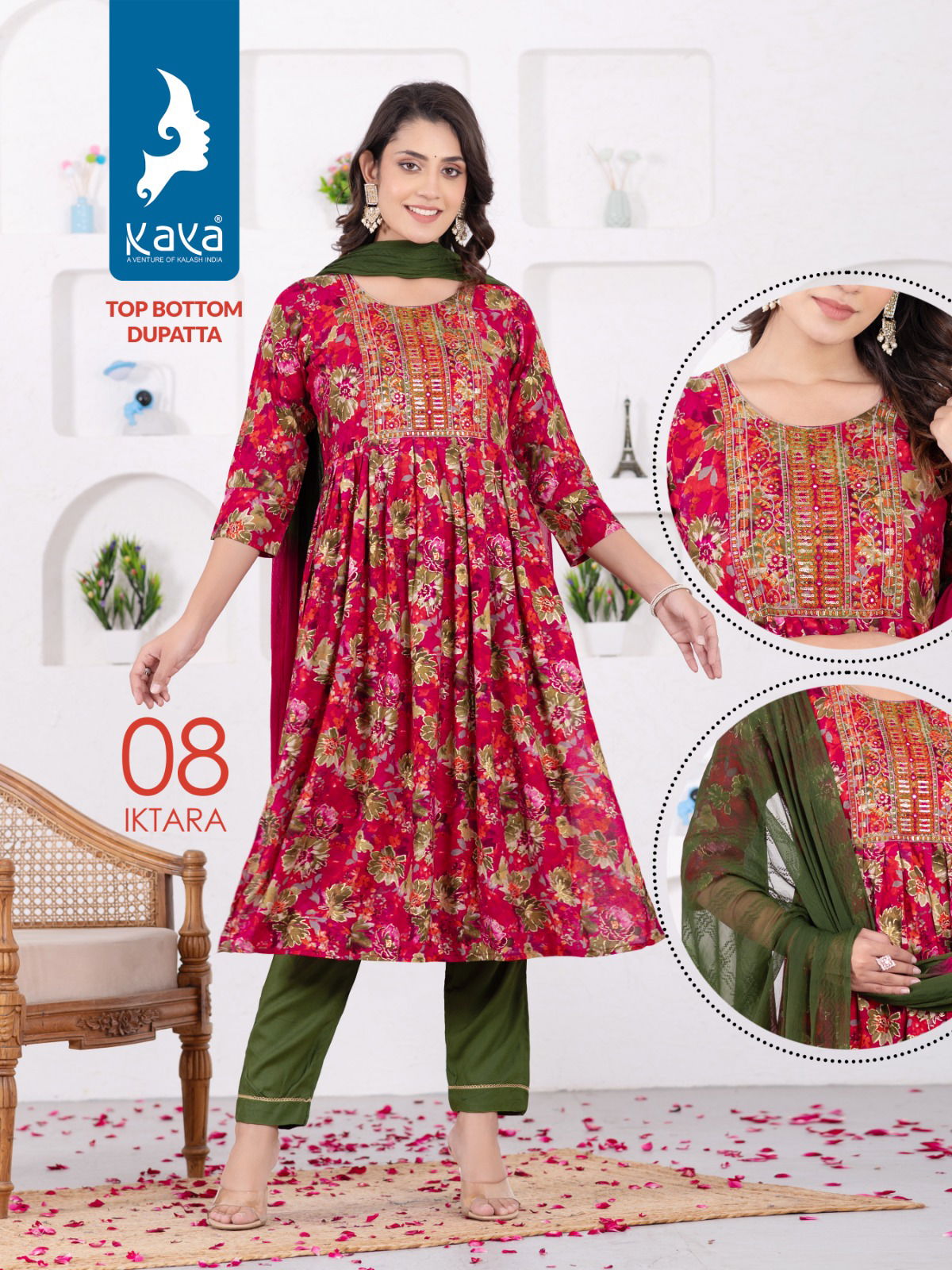 Iktara By Kaya Rayon Nyra Cut Printed Readymade Suits Catalog